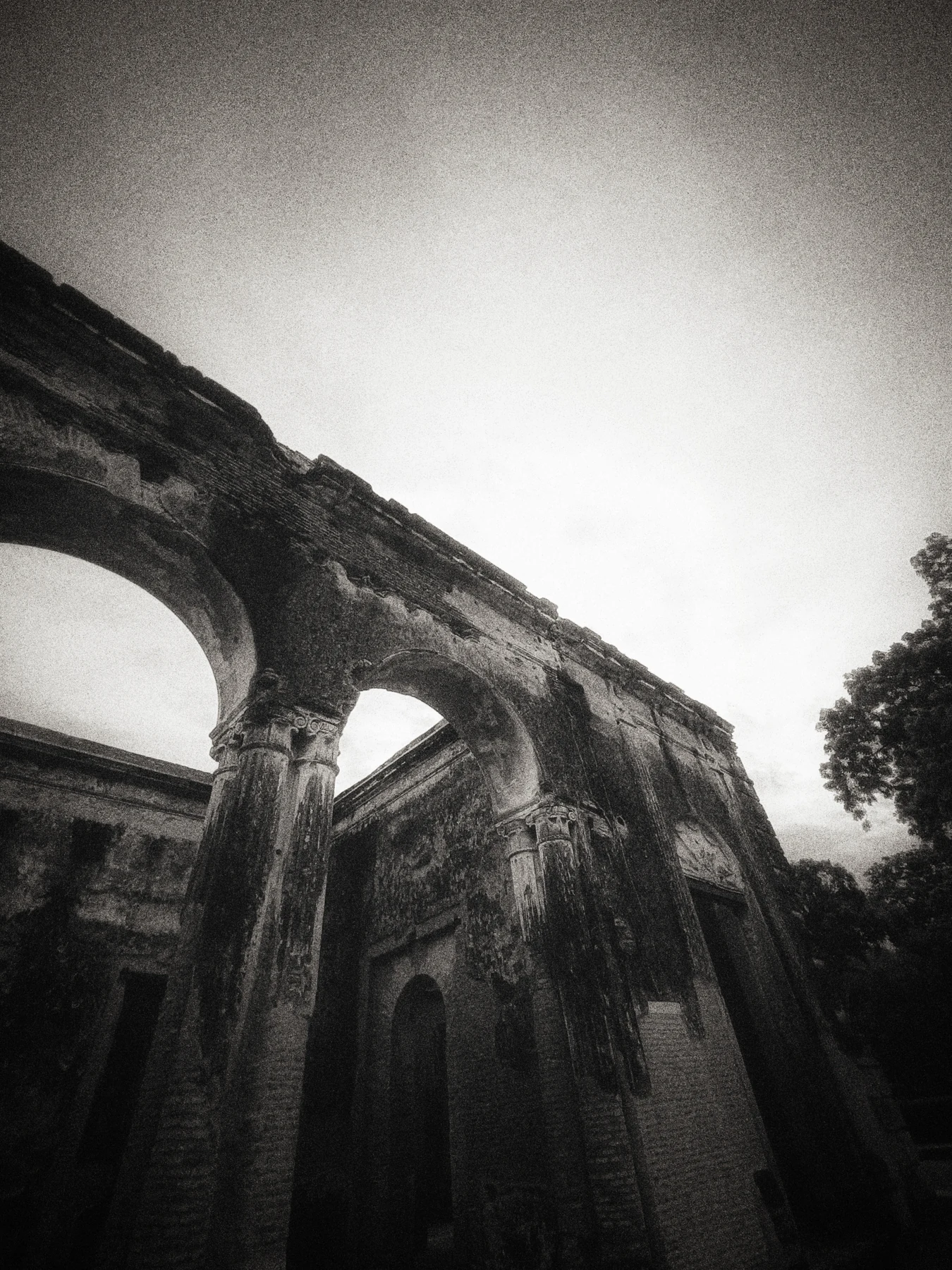 Colonial-era ruins in Lucknow, shot in black and white
