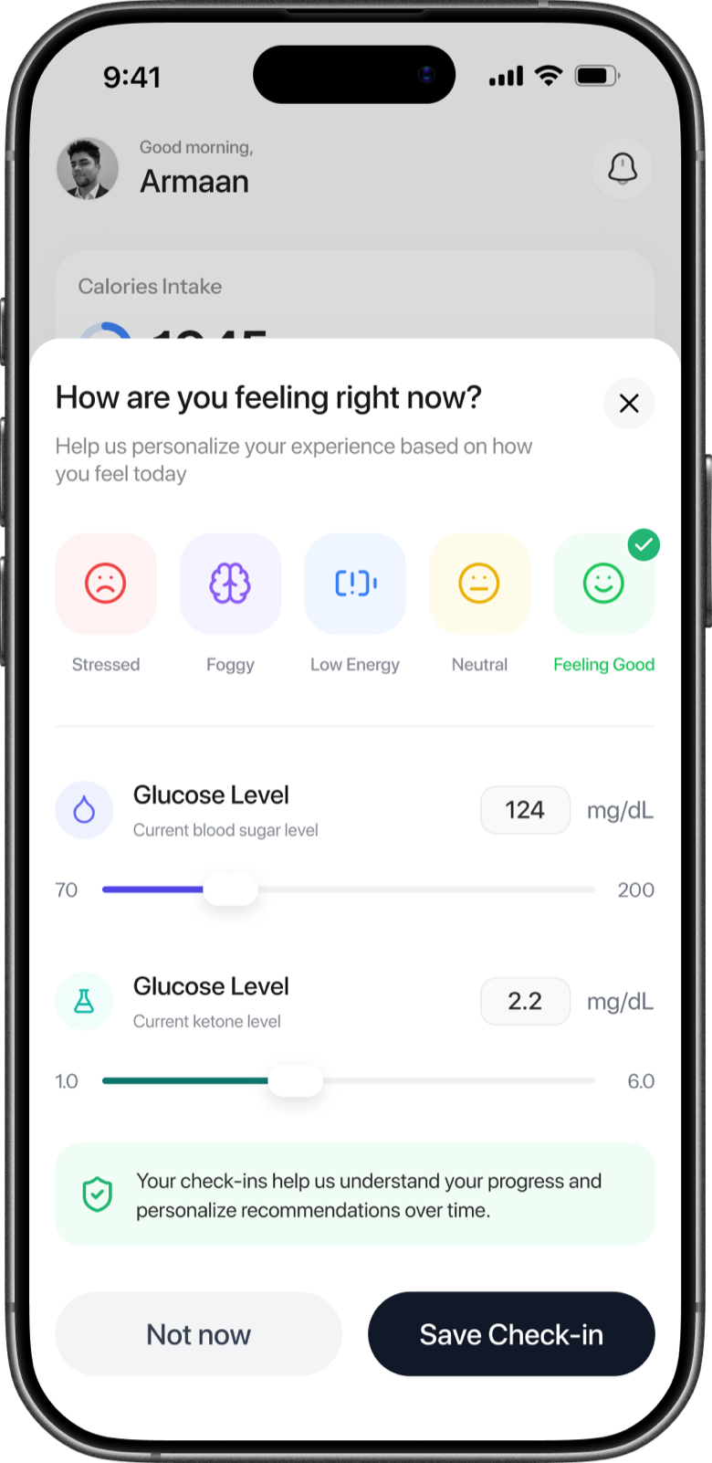 Logging mood, glucose and ketones in one sheet